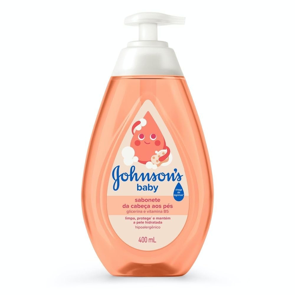 Sabonete Líquido Johnson's Baby com Glicerina Natural - Limpeza Suave da Cabeça aos Pés, 400ml