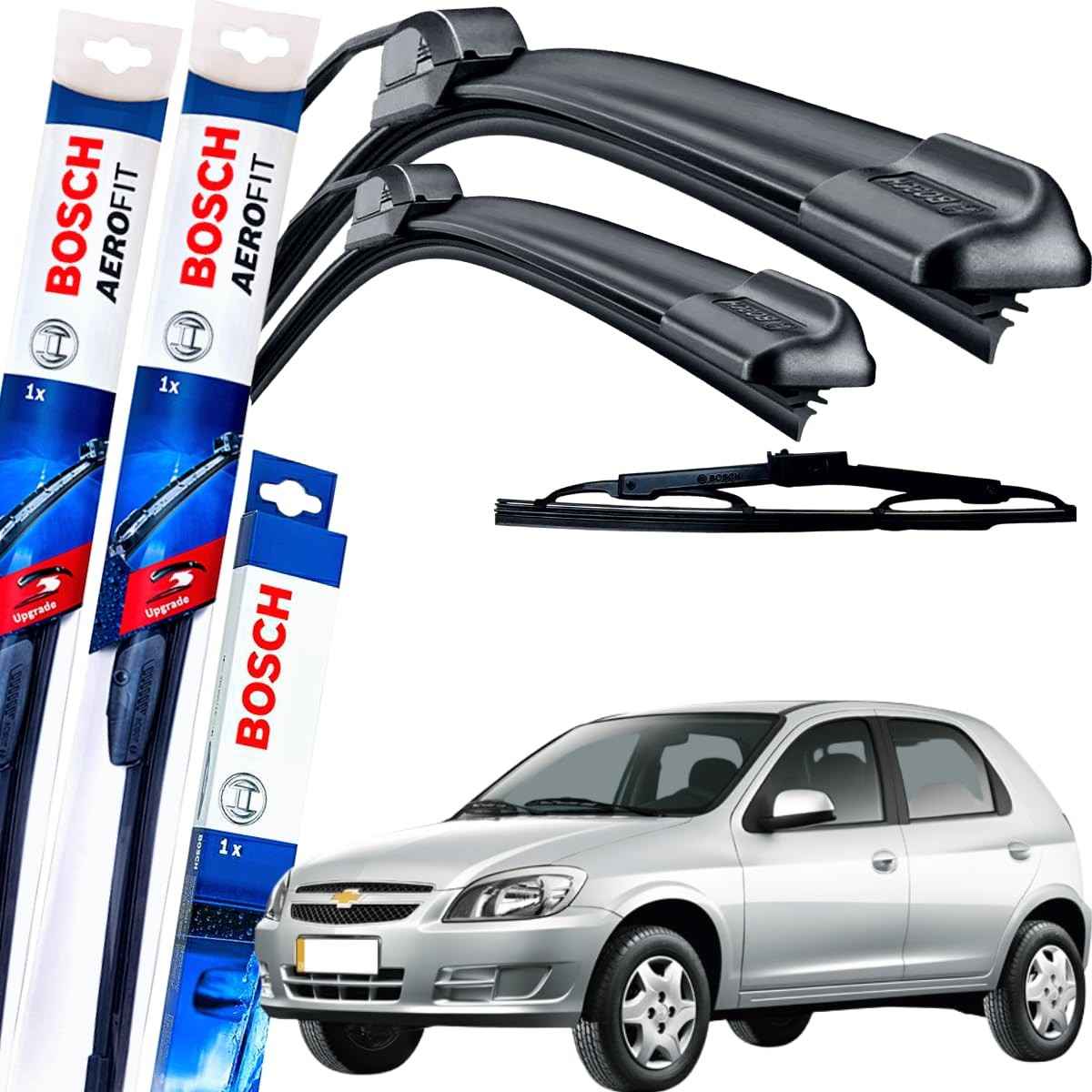Kit Palheta Limpador Parabrisa Bosch Aerofit Original GM Celta 2014-2015 (Motorista e Passageiro)
