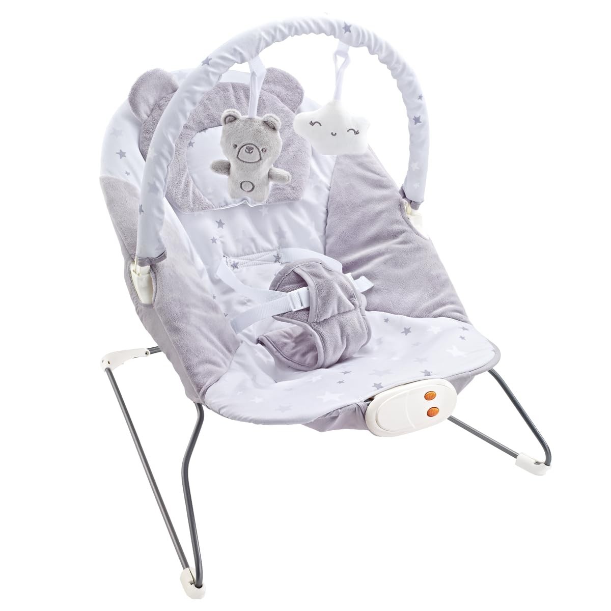 Cadeira Descanso Bebê Musical Polar Skyline Cinza Maxi Baby - Estimulação Sensorial com Som e Brinquedos