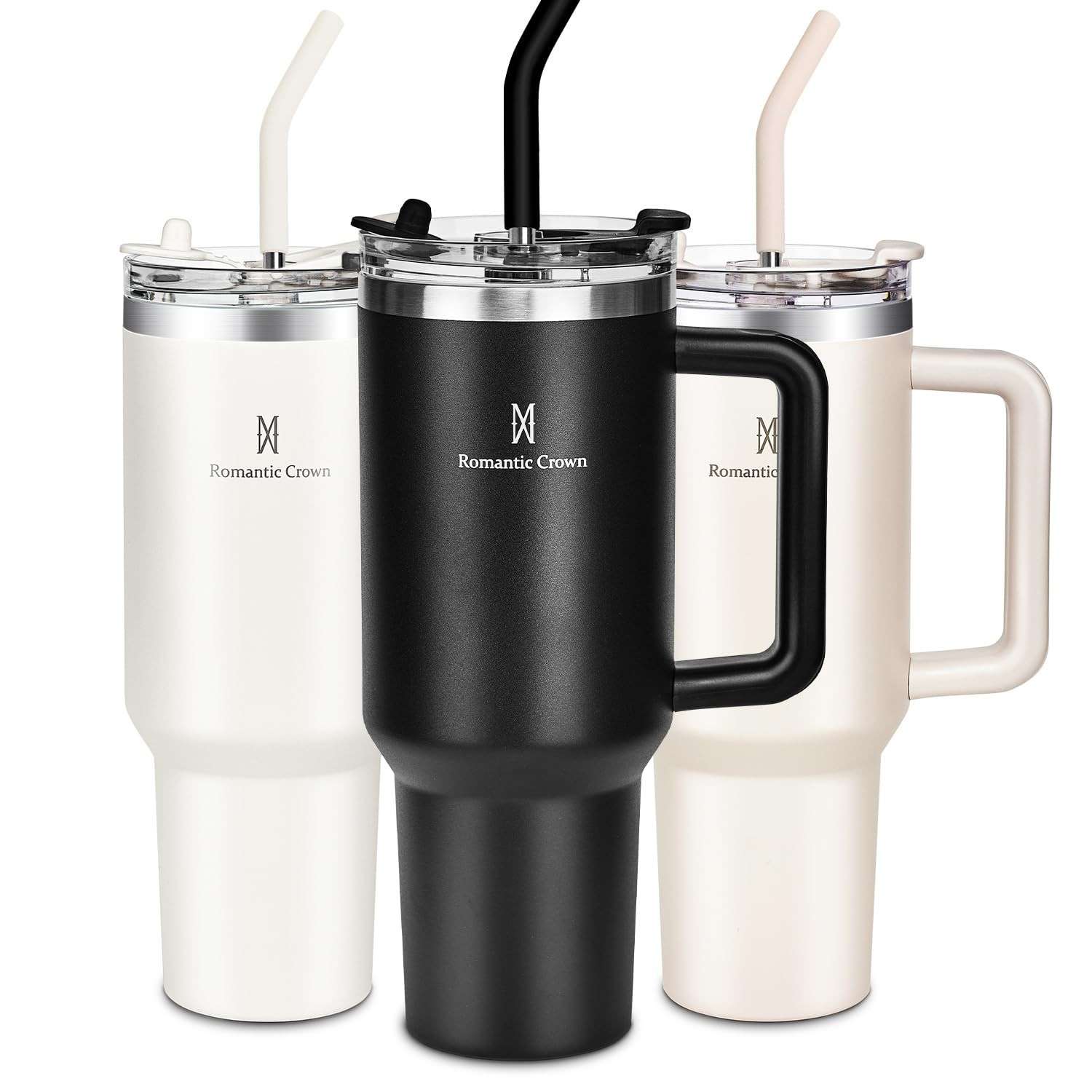 Copo Térmico Romantic Crown 1,18L com Canudo - Aço Inox 304, Tampa e Alça para Viagem