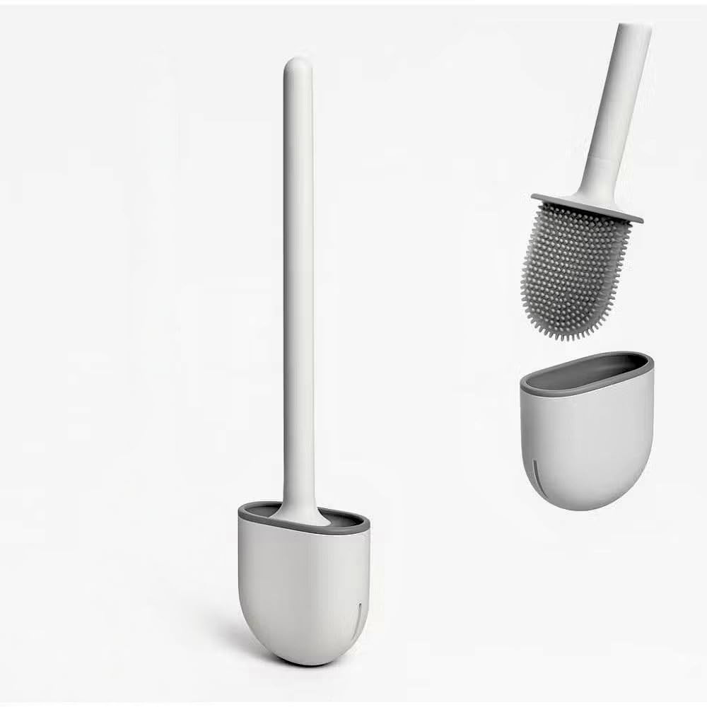 Escova Sanitária de Silicone com Suporte de Parede - Design Moderno e Limpeza Higiênica