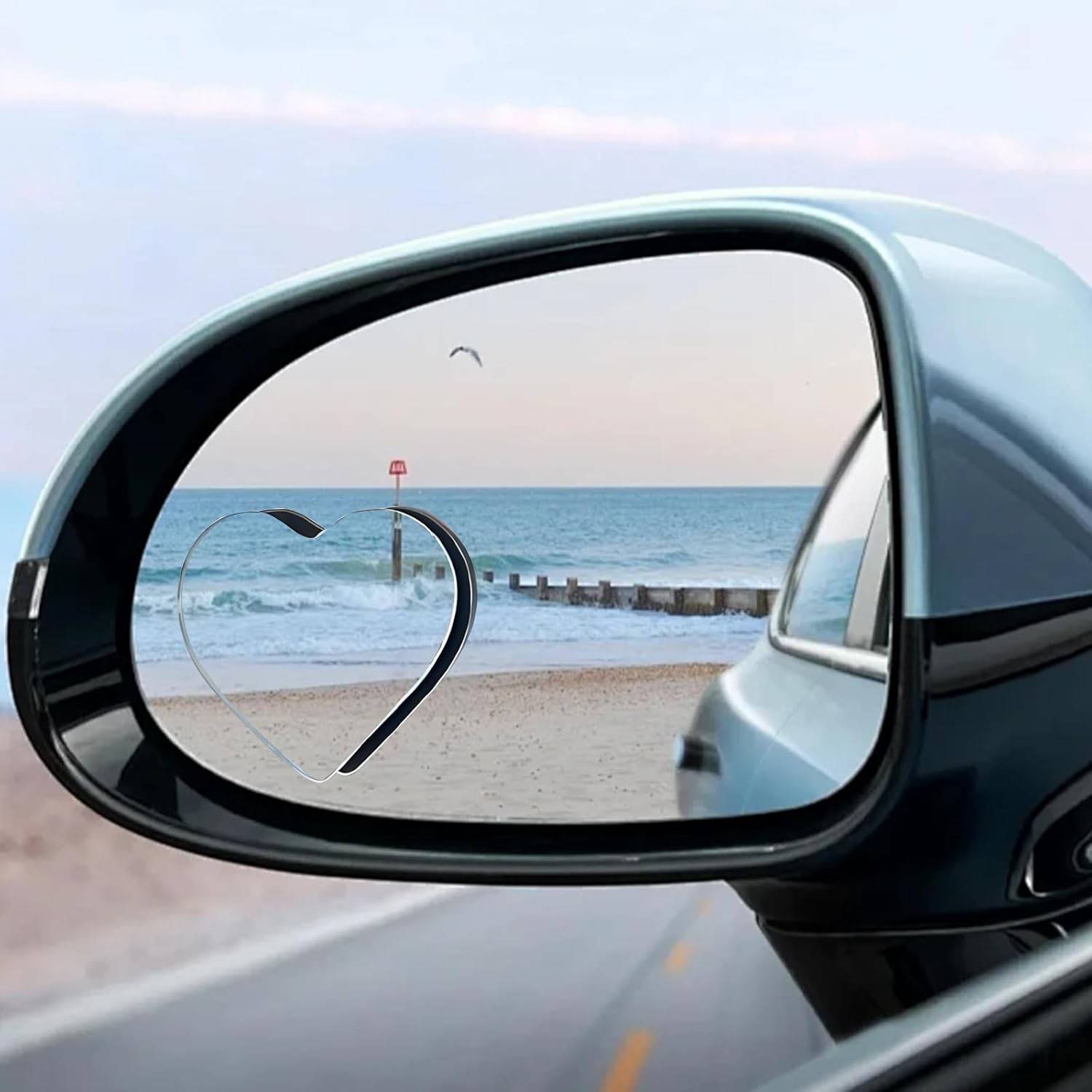 Espelho Ponto Cego Coração 2 Peças - Segurança e Estilo para Seu Carro