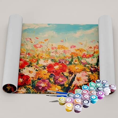Kit de Pintura Terapêutica Jardim Florido 40x50cm - Relaxamento e Criatividade com Acrílico