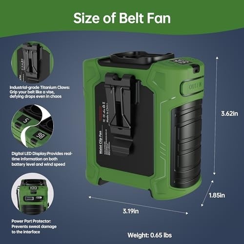 Ventilador de Cintura Portátil 2025 | 6 Velocidades, 10000mAh, 35H de Uso, Luz LED, SOS, para Trabalho e Aventuras