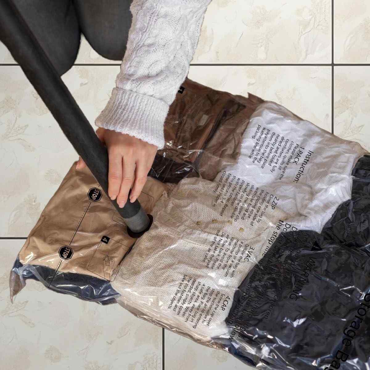 Pacote com 3 Sacos de Armazenamento a Vácuo Extragrossos - Compressão Hermética para Roupas, Roupas de Cama e Cobertores Sazonais | Organizador que Economiza Espaço