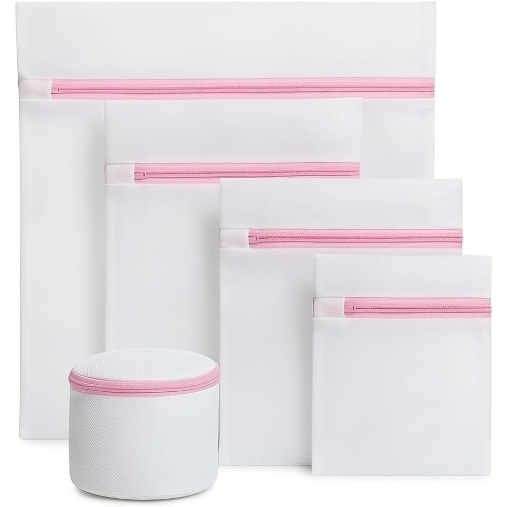 Kit 5 Sacos de Lavar Roupas Delicadas Premium | Proteção Total para Lingeries, Meias e Peças Finas com Zíper Reforçado