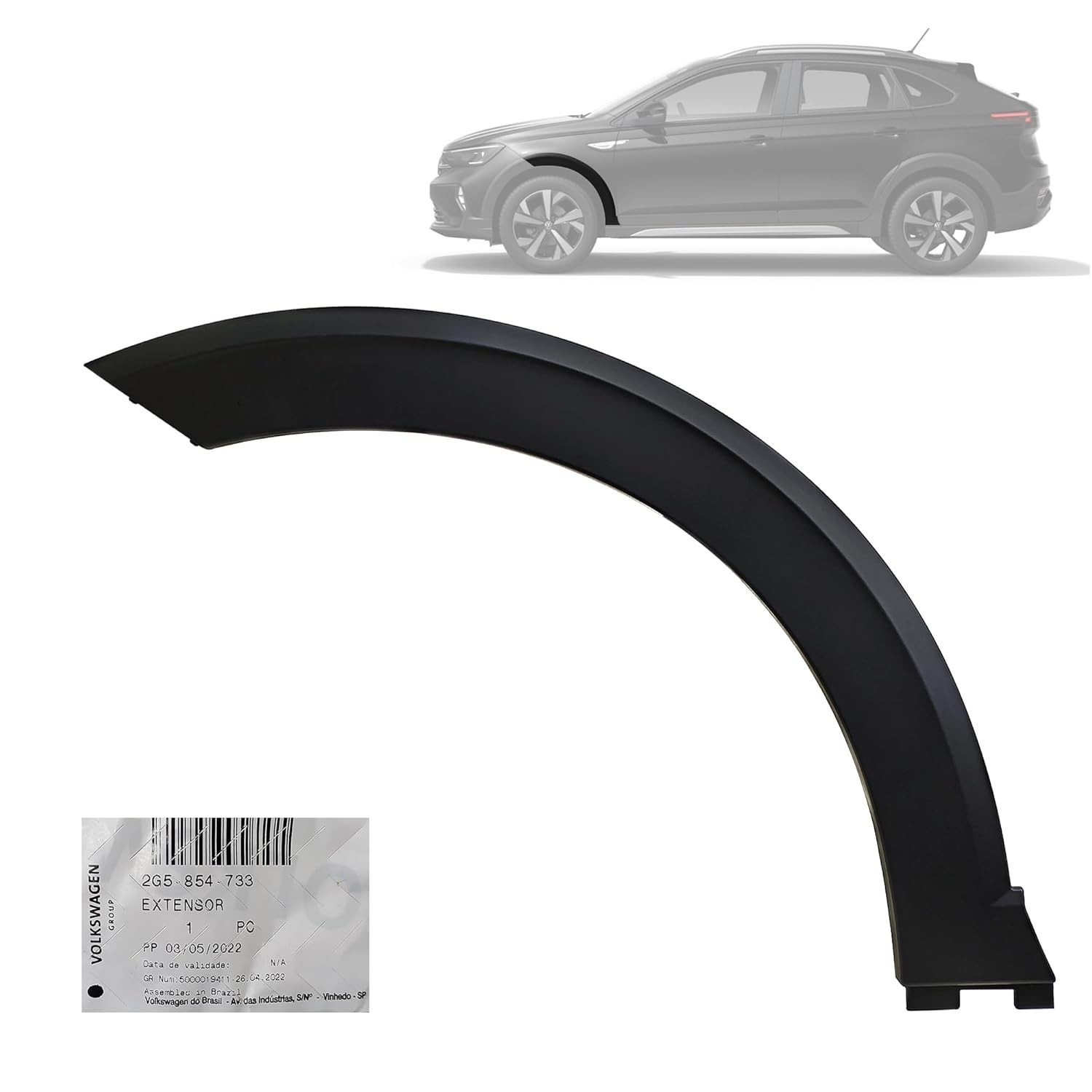 Alargador Moldura Paralama Dianteiro Esquerdo VW Nivus - Design e Proteção