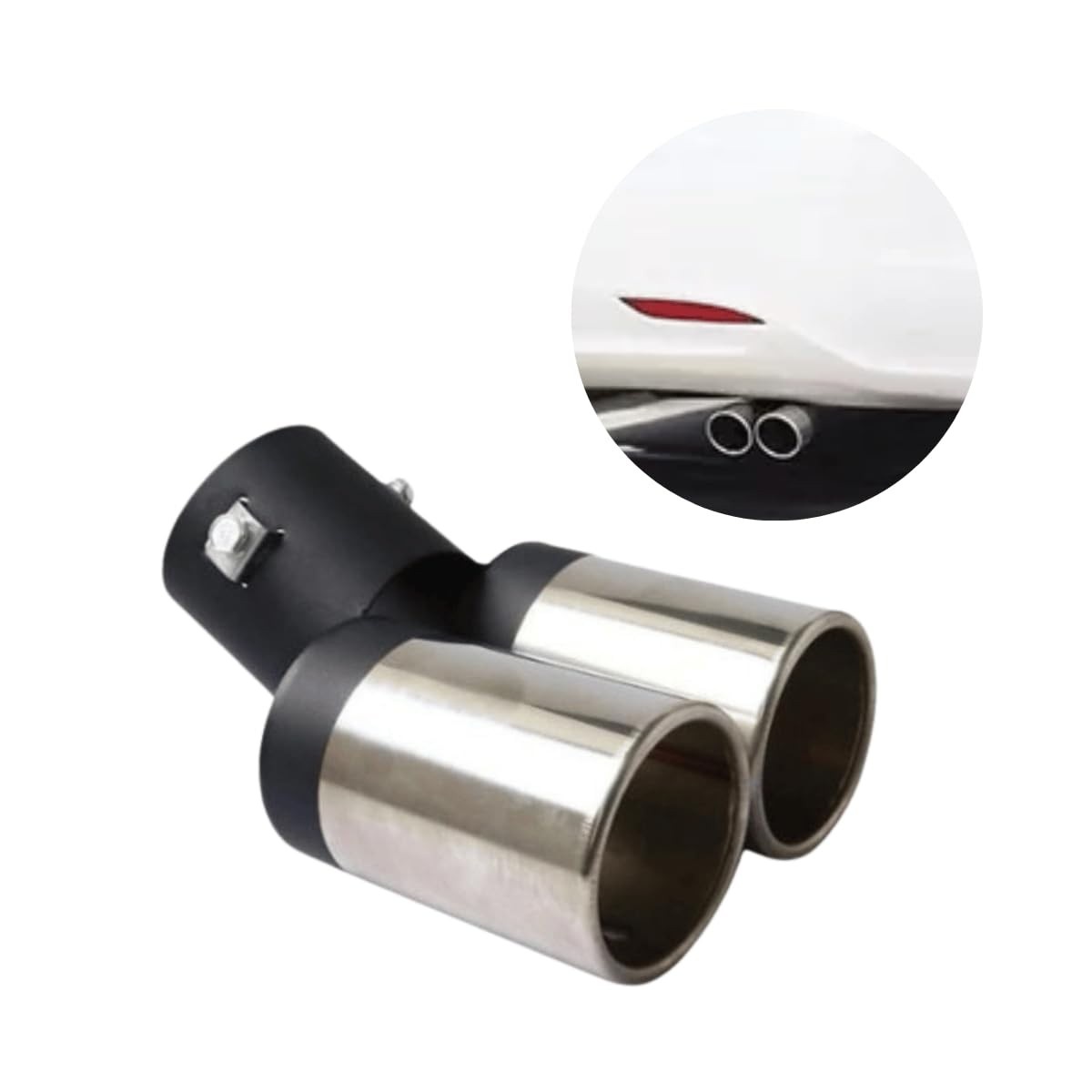 Ponteira Escapamento Dupla Universal Inox Preta/Cromada - Visual Esportivo e Durabilidade