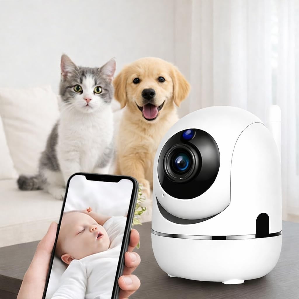 Câmera IP Wi-Fi 360° 1080p com Visão Noturna, Detecção de Movimento e Controle por App