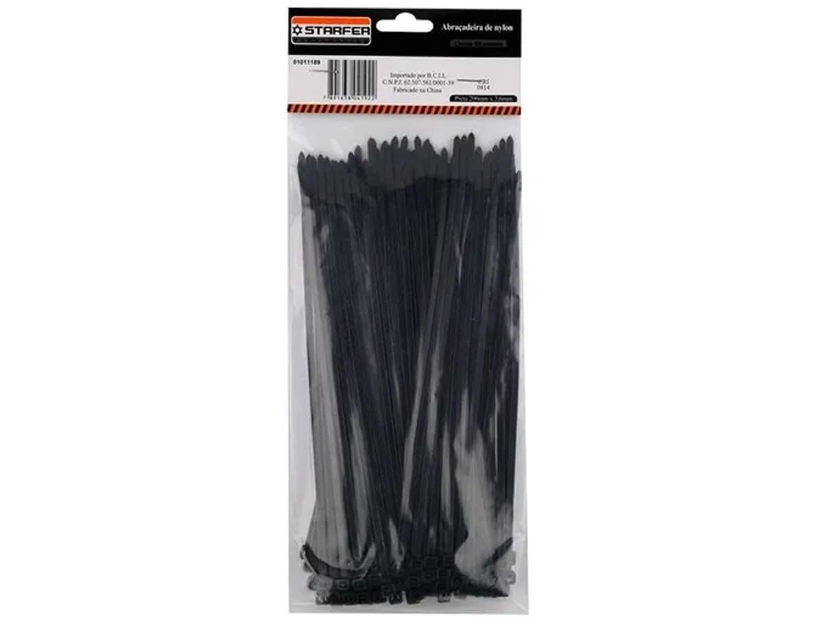 Abraçadeira de Nylon Starfer 300x4,8mm (100 Unidades) - Resistência e Organização