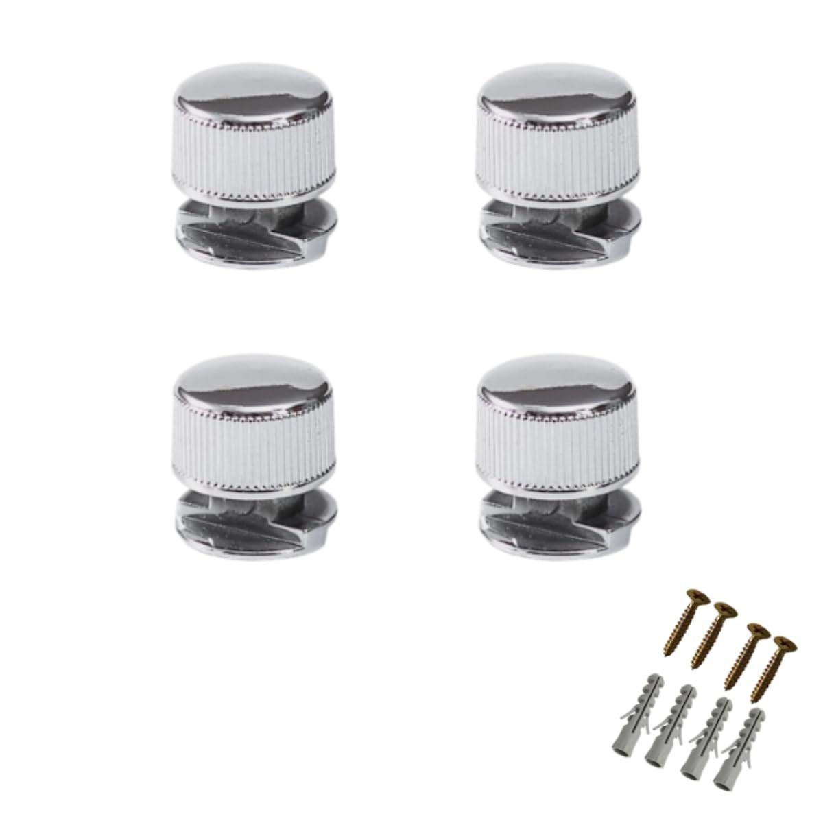 Kit 4 Botões Francês Cromados para Espelhos: Fixação Elegante e Segura