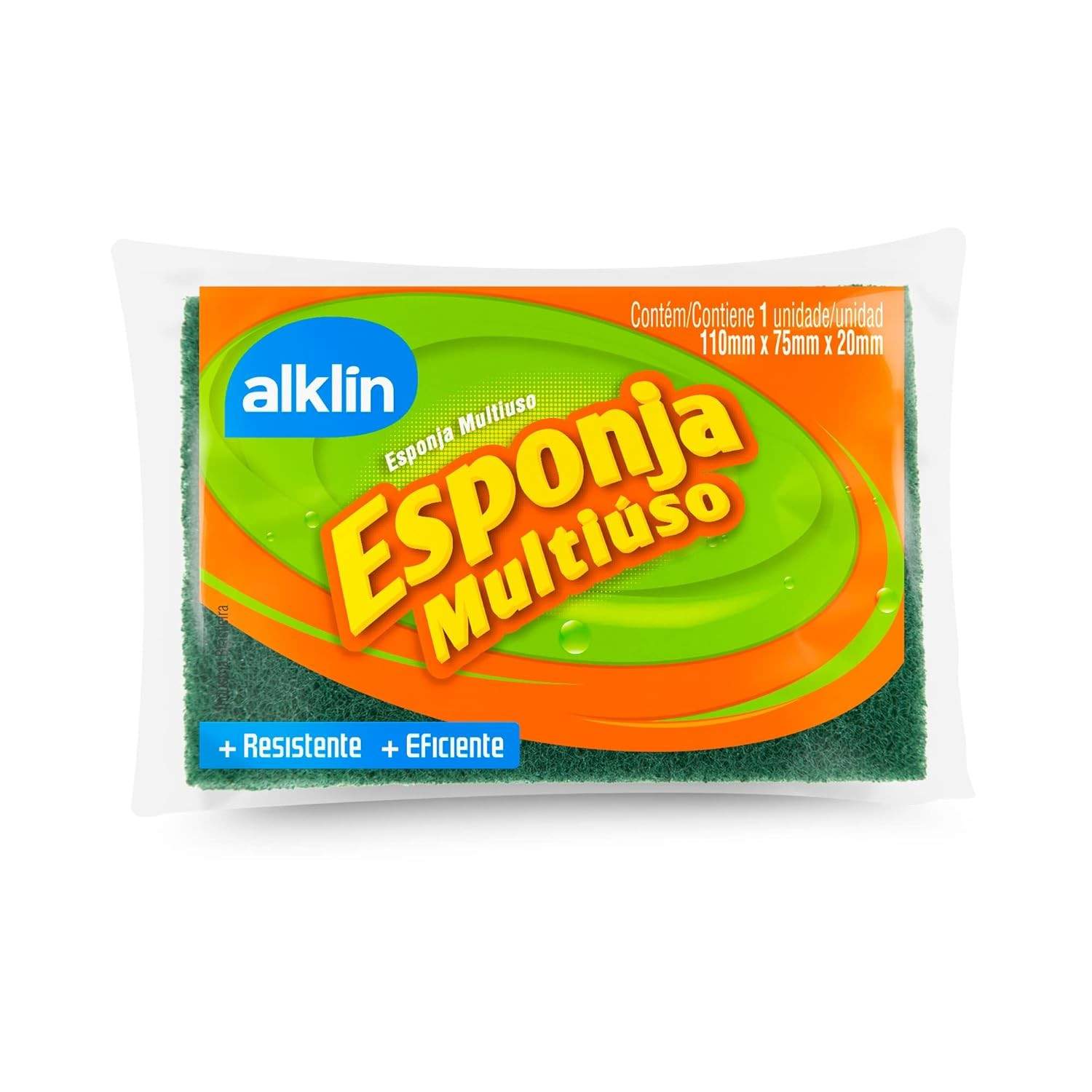 Esponja Multiúso Dupla Face - Lado Amarelo e Verde para Limpeza Eficiente, Alklin