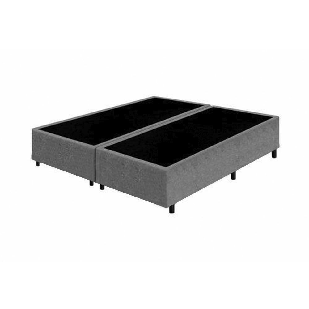 Cama Box Casal Bipartido em Suede Cinza - Conforto e Estilo Moderno