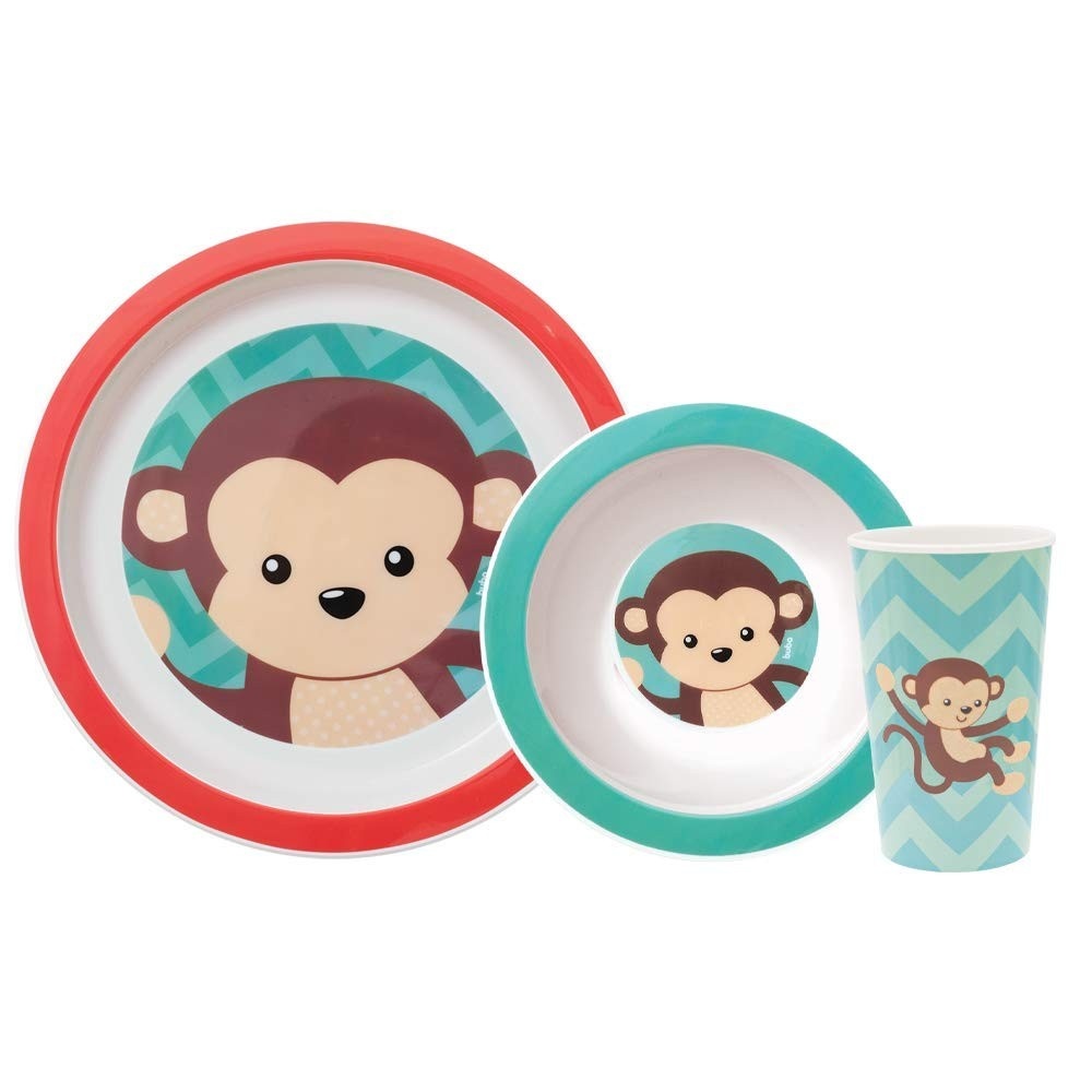 Kit Refeição Animal Fun Buba - Macaco Multicor | Estimule a Alimentação Divertida