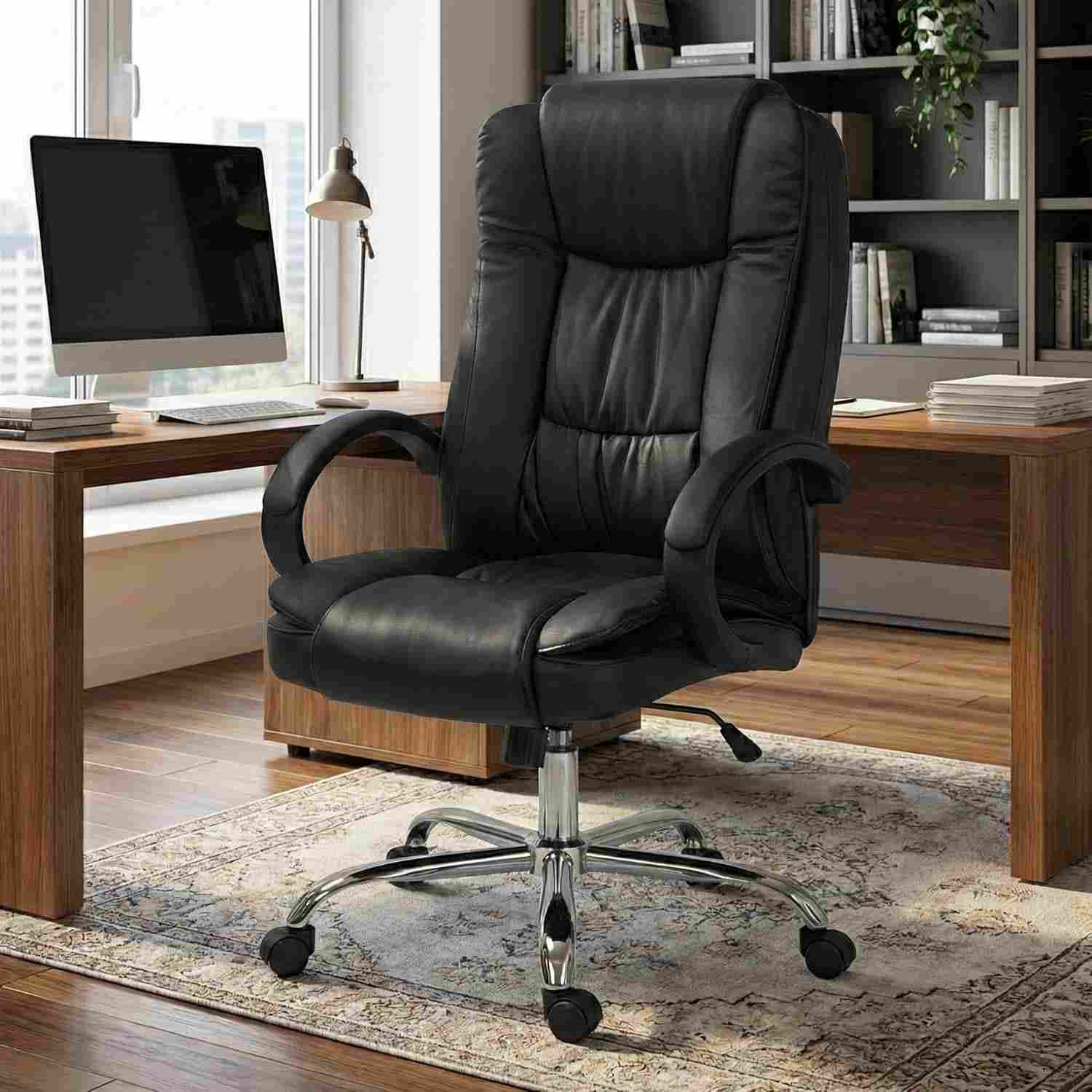 Cadeira de Escritório Presidente Executiva com Reclinável e Design Ergonômico