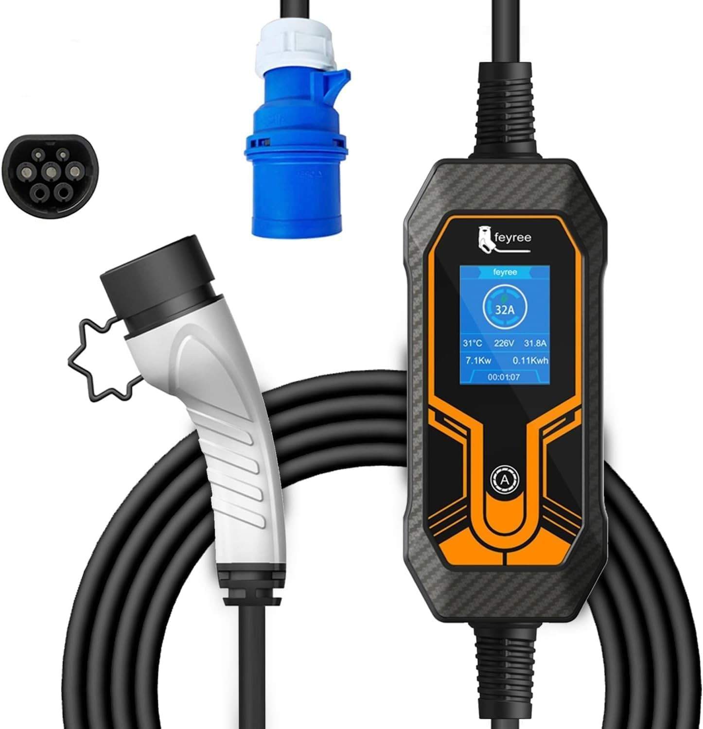 KINGSTER Carregador Portátil EV 7KW Fe-yr-ee: Segurança e Eficiência para Seu Carro Elétrico