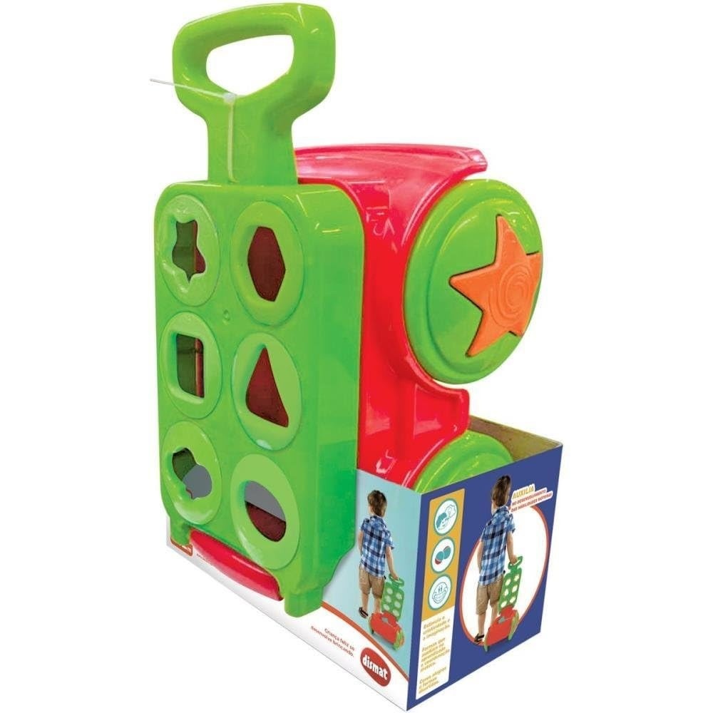 Carrinho Pedagógico Amicãozinho Dismat: Brinquedo Educativo com Encaixes Geométricos para Desenvolvimento Infantil