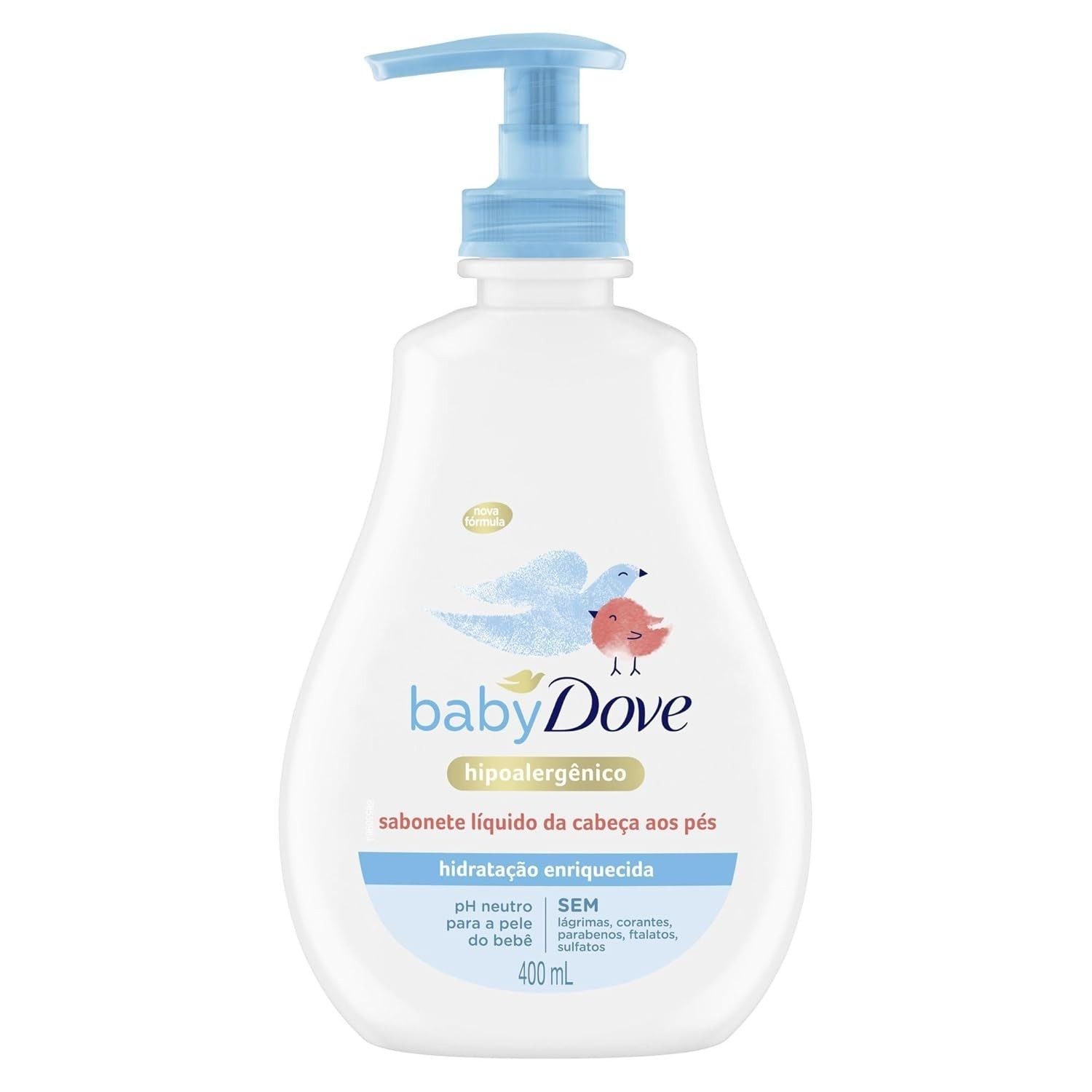 Baby Dove Sabonete Líquido Hidratação Enriquecida 400ml - Limpeza Suave da Cabeça aos Pés