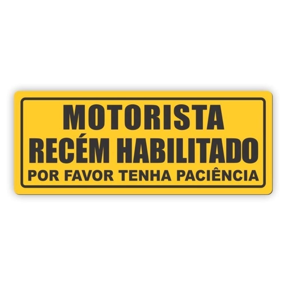 Imã de Carro "Recém Habilitado" 25x10cm Amarelo - Sinalize Sua Jornada!