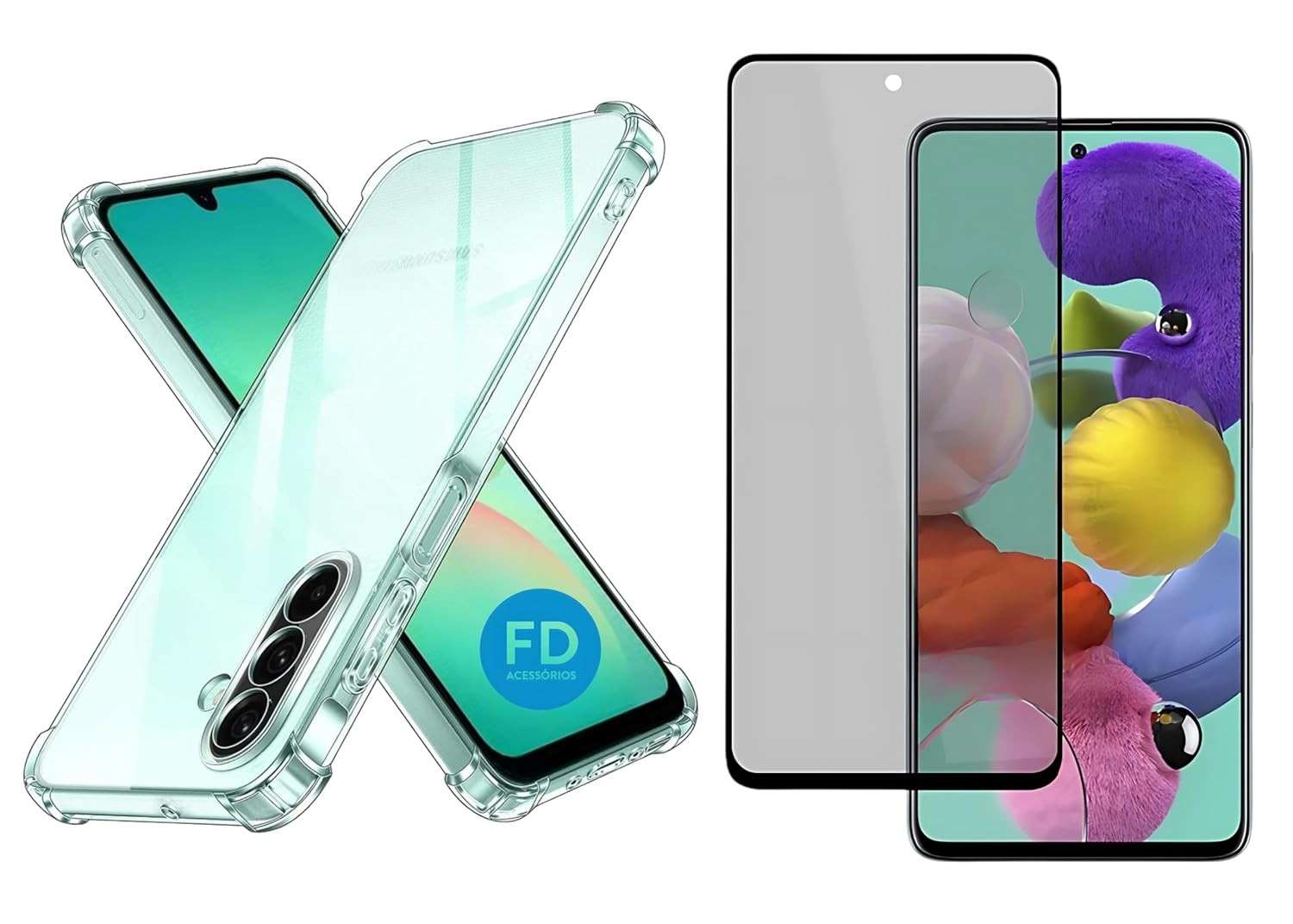 Kit Premium: Capa Anti-Impacto Transparente + Película Cerâmica 9D (Comum ou Privacidade) para Samsung Galaxy A26
