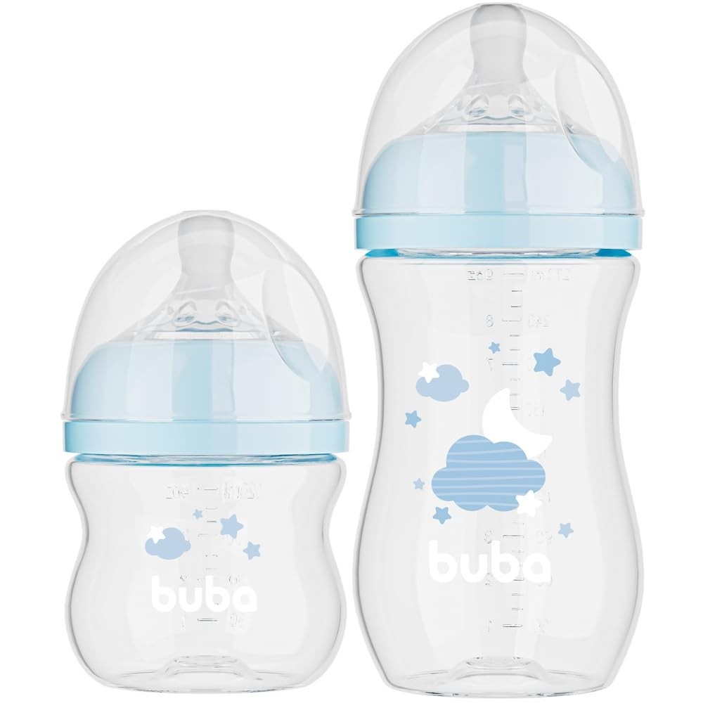 Kit 2 Mamadeiras Easy Flow Nuvem Azul 120/270ml - Sistema Anticólico para Bebês