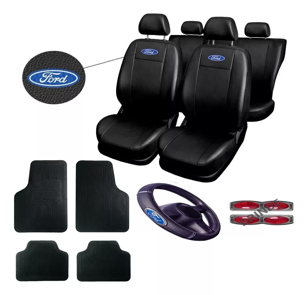Kit Completo Capa Couro Banco, Tapete e Volante para Fiesta 2007-2009: Estilo e Proteção Premium