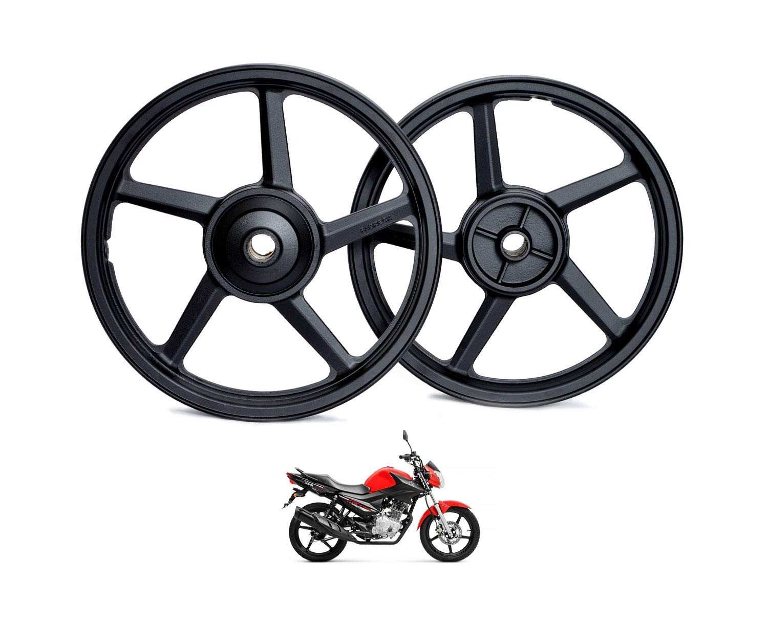 Par de Rodas de Liga Leve Yamaha YBR/Factor 125/150 (Freio a Tambor) - 5 Palitos