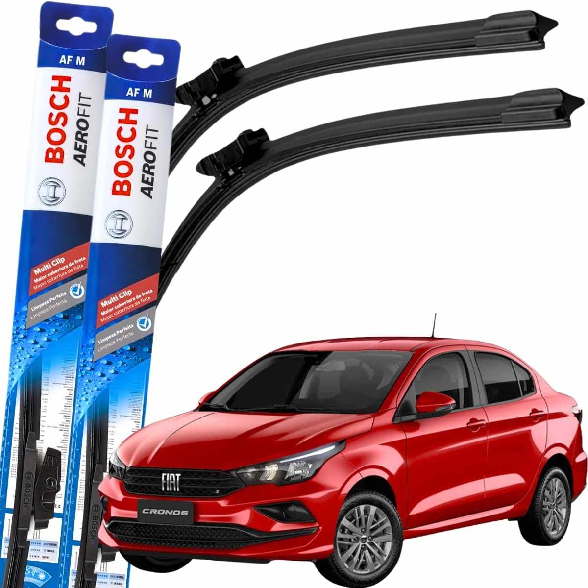 Kit 2 Palhetas Limpador Parabrisa Bosch Cronos 2017-2025 Original Multiclip