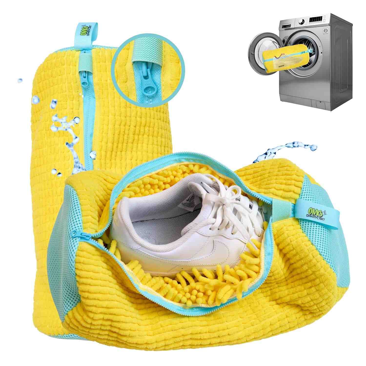 Bolsa para Lavar Sapatos - Proteja e Limpe com Segurança | Chenille Macio, Zíper YKK, Reutilizável