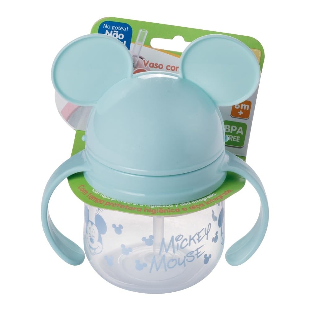 Caneca de Treinamento com Canudo Retrátil Mickey 260ml - Segura, Lúdica e Livre de BPA