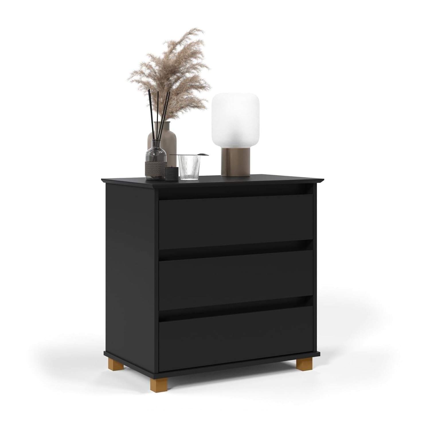 Mini Cômoda 3 Gavetas com Pés em Madeira - Design Moderno para Organizar Seu Quarto