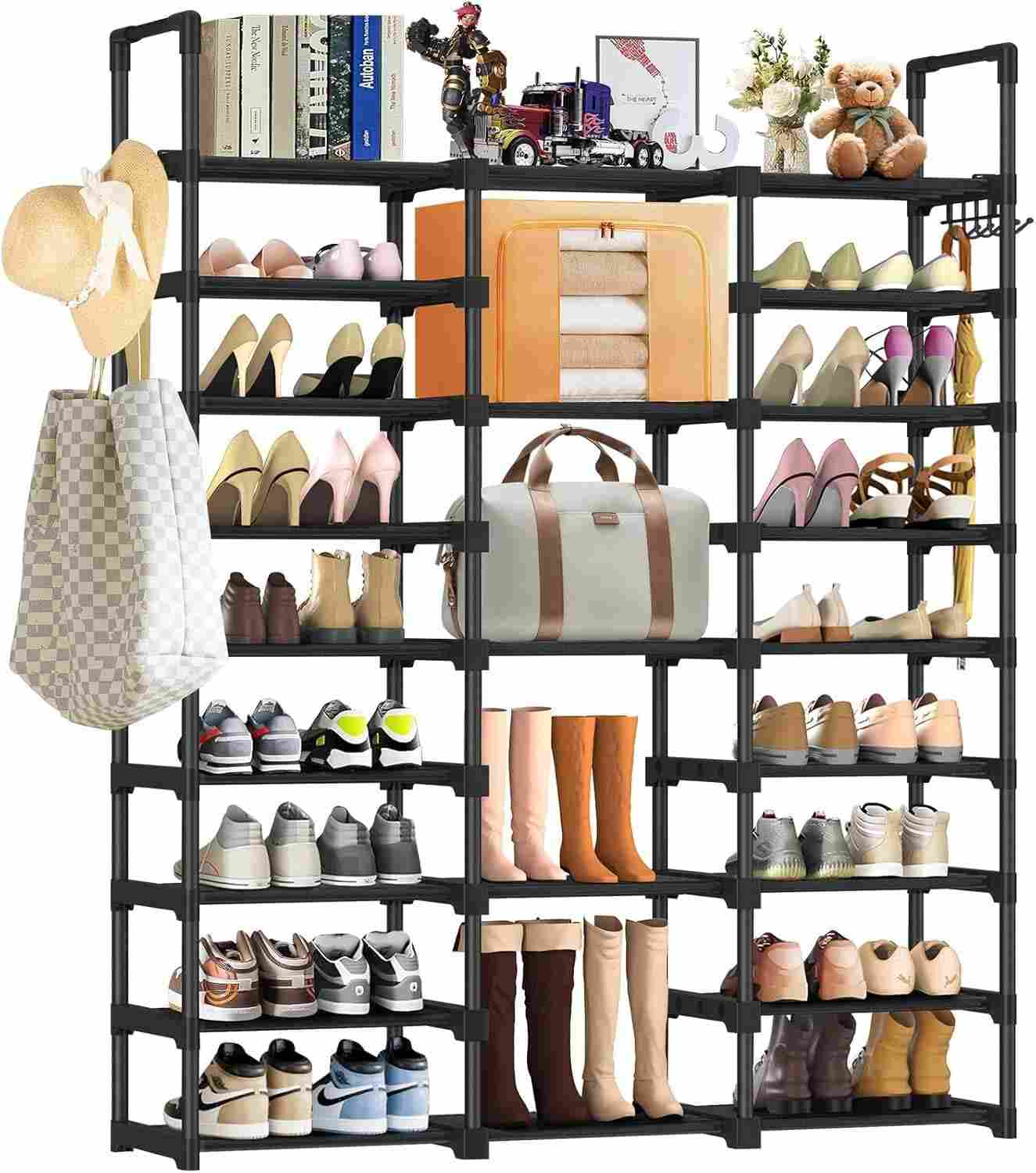 Sapateira Vertical 9 Níveis - 50-55 Pares | Estrutura em Metal Resistente, Design Compacto e Moderno