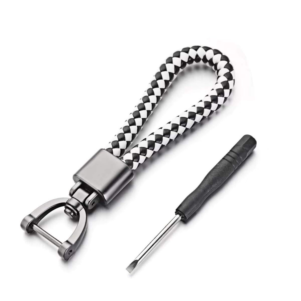 Chaveiro De Luxo Em Couro Trançado Com Argolas De Metal – Trava De Segurança Reforçada, Alta Durabilidade Para Carro E Moto, Ideal Para Presente – Estilo Moderno E Elegante – DAZZELI