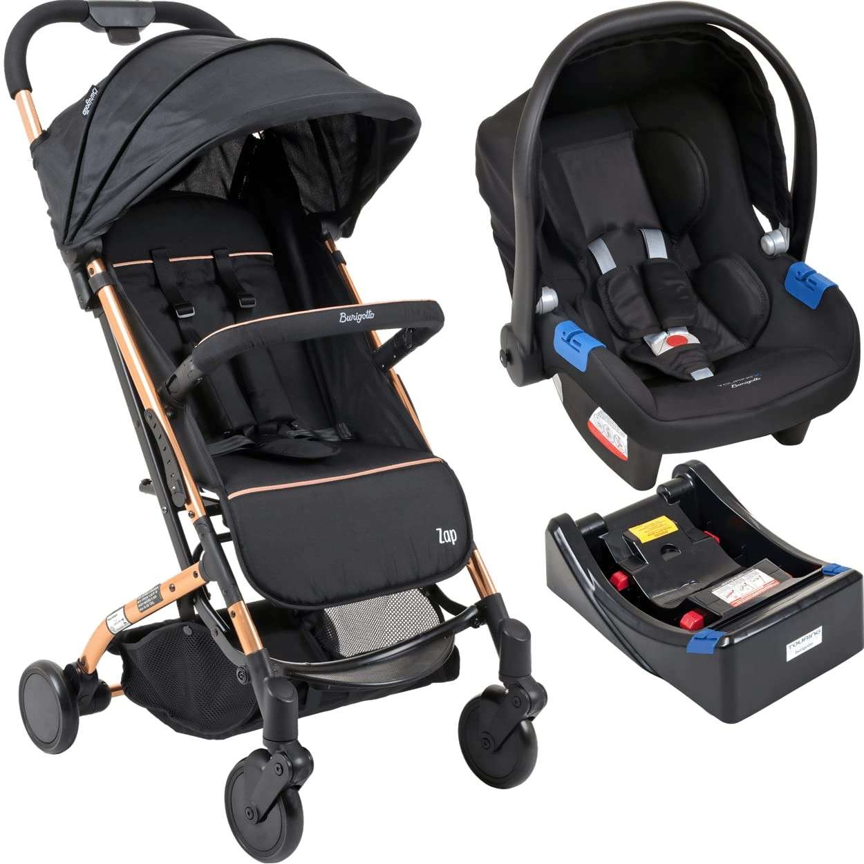 Carrinho de Bebê Bebe Conforto Base Burigotto Zap Metal Cobre: Segurança e Praticidade para Passeios