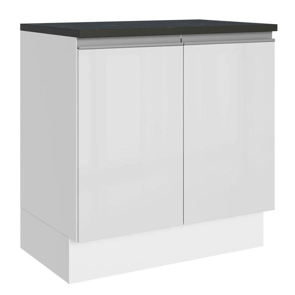 Balcão Madesa Acordes 80cm com 2 Portas - Design Moderno em MDF Branco Brilhante
