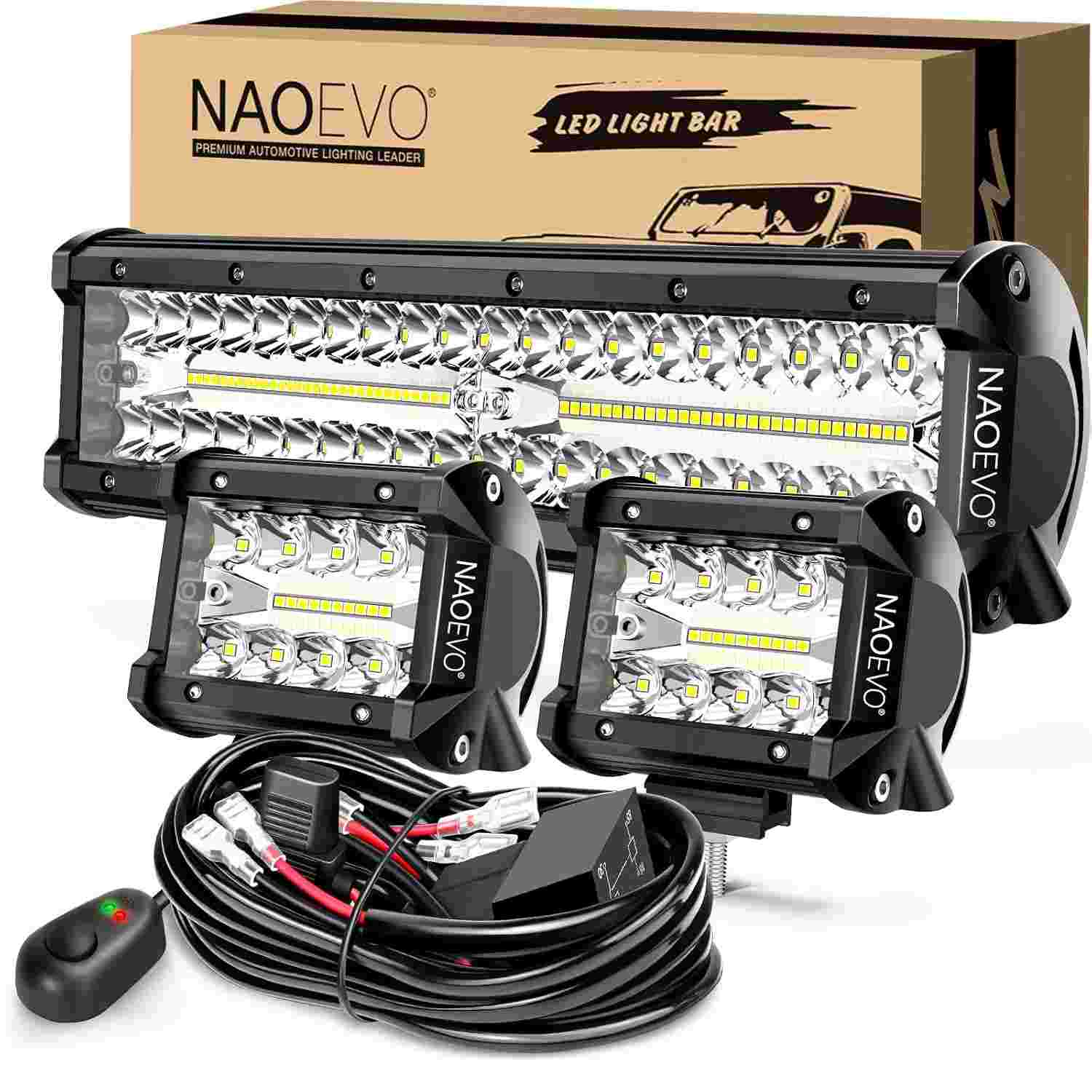 Kit Barra de Luz LED NAOEVO 420W: Iluminação Potente para Seu Veículo Off-Road