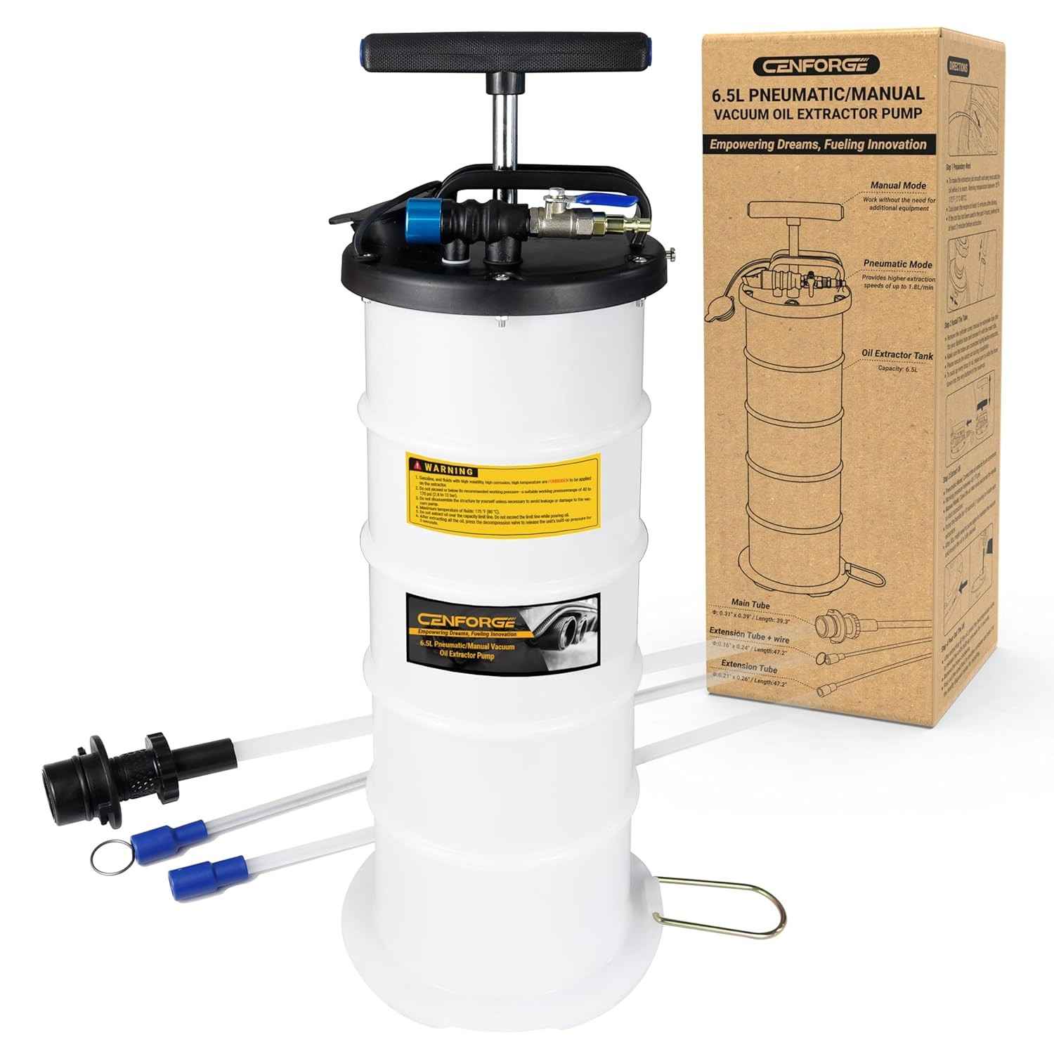 Bomba Extratora de Óleo a Vácuo 6,5L Pneumática/Manual - Troca de Fluido Automotiva e Mais
