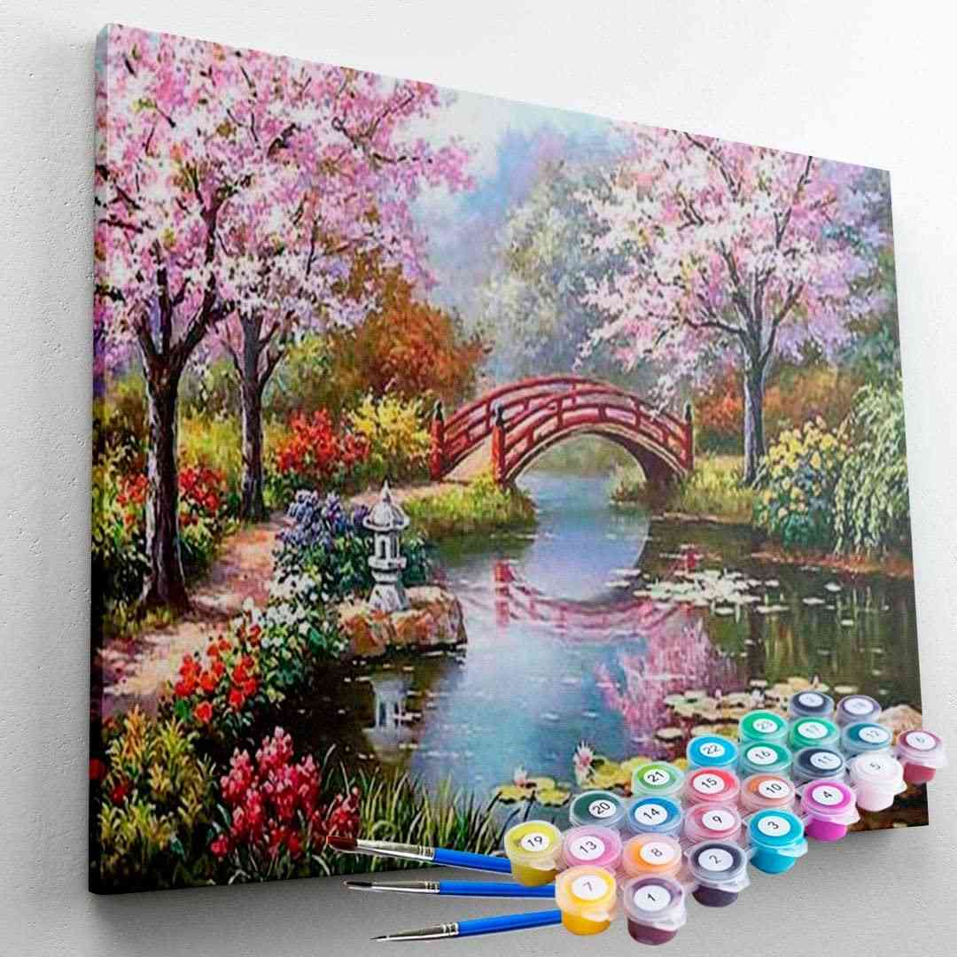 Kit de Pintura Terapêutica Jardim Oriental 40x50cm - Relaxamento e Criatividade