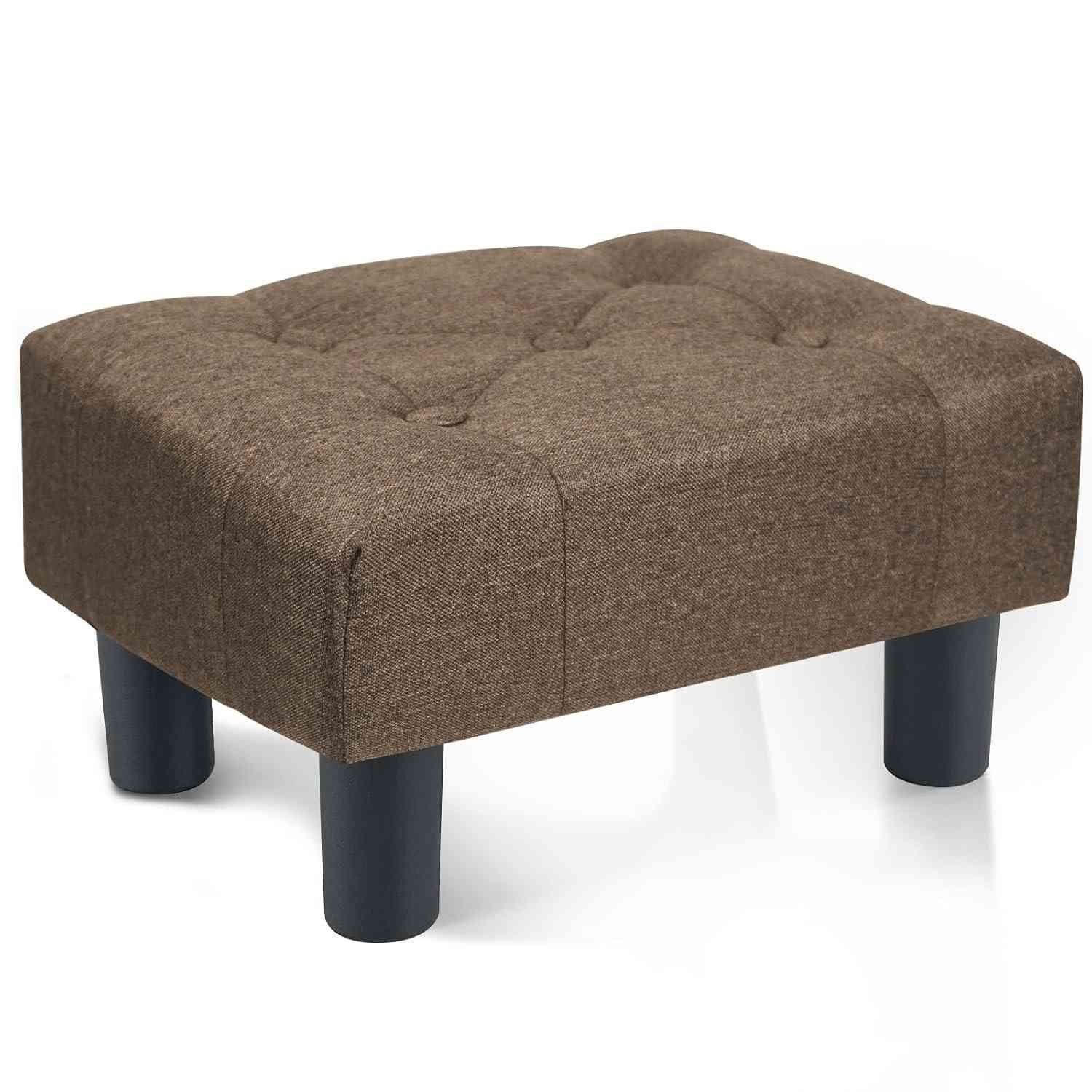 Poofzy Banqueta para os Pés Pequena - Otmoma de Linho com Pernas, Descanso de Pé Retangular para Sofá, Apoio para Pés e Pufes Pequeno para Sala de Estar e Entrada (Marrom)