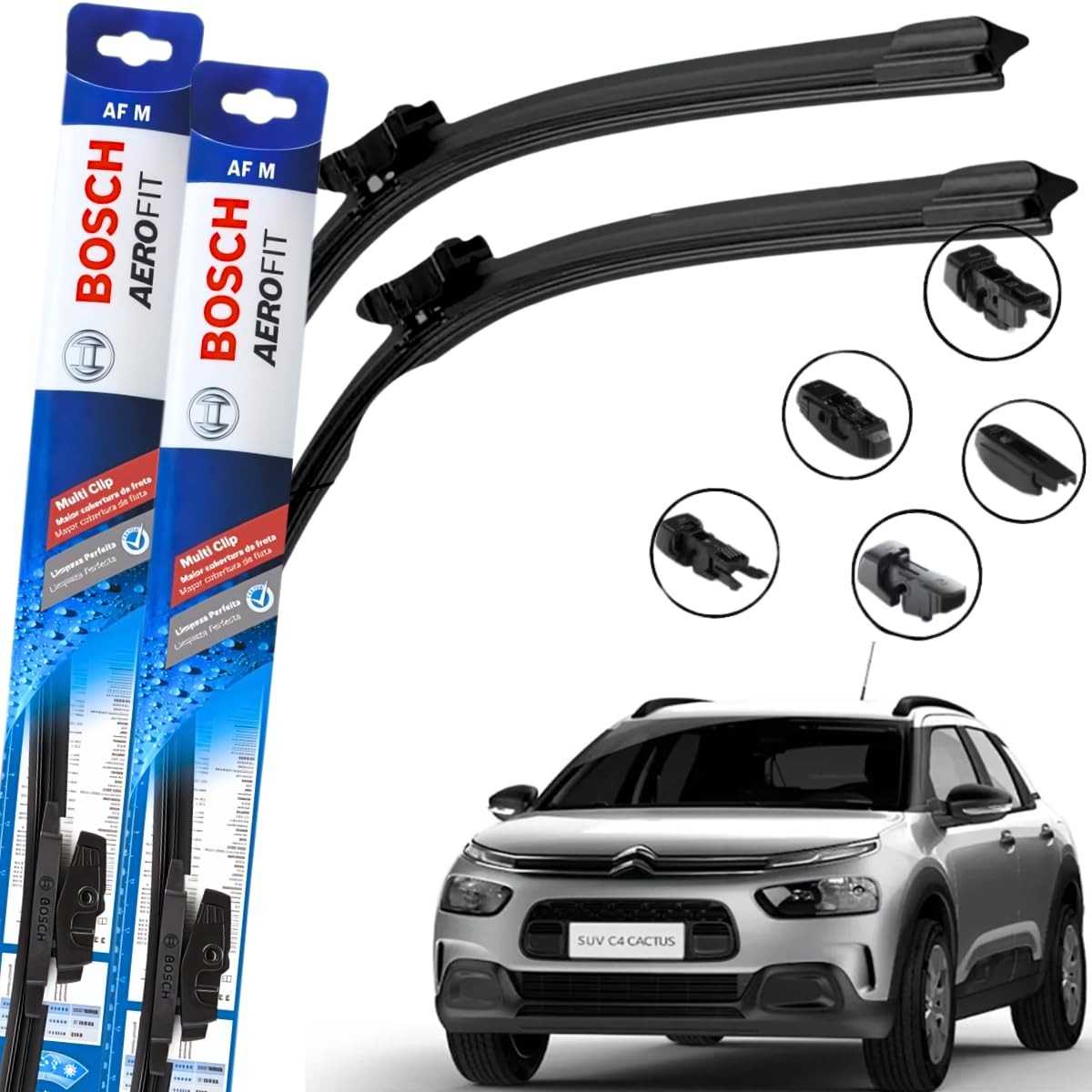 Kit Palhetas Limpador Parabrisa Bosch Aerofit Multiclip para Citroën C4 Cactus (2020-2023)