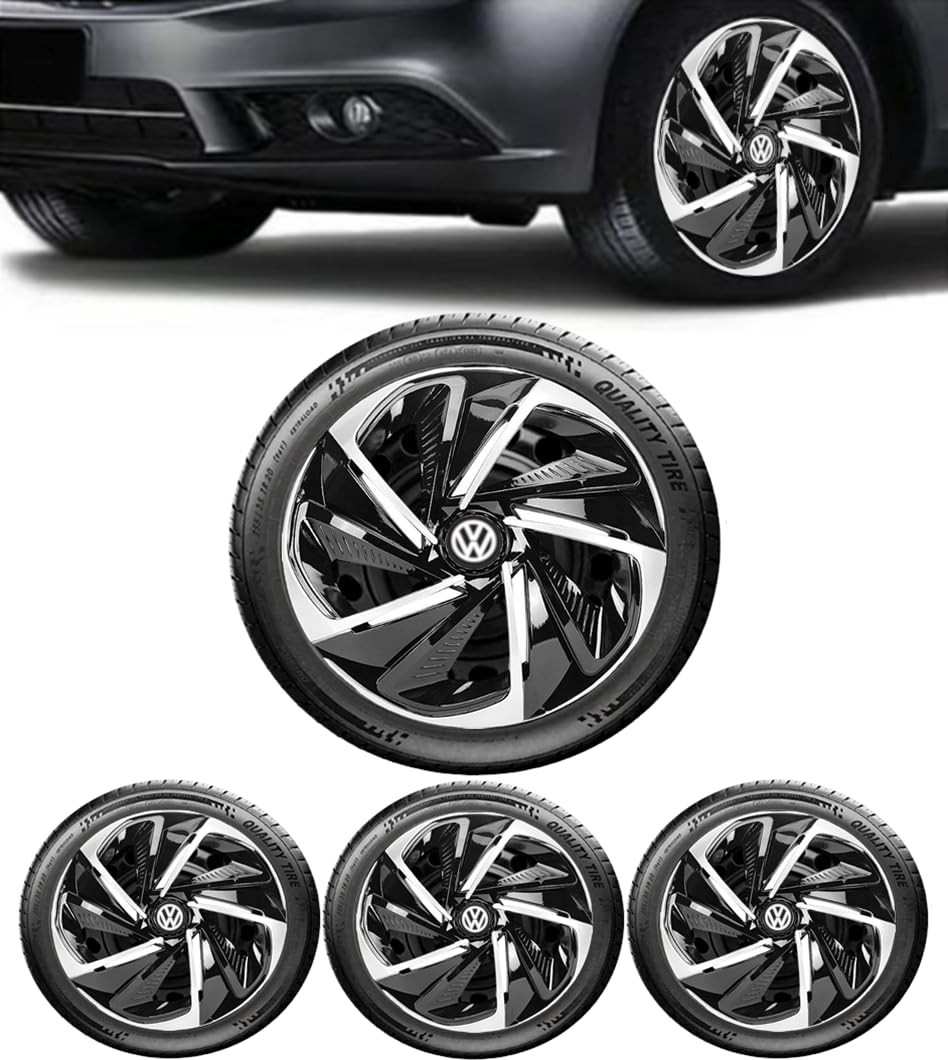 Calota Esportiva Nitro Preto/Prata Aro 14: Estilo e Segurança para seu VOLKS