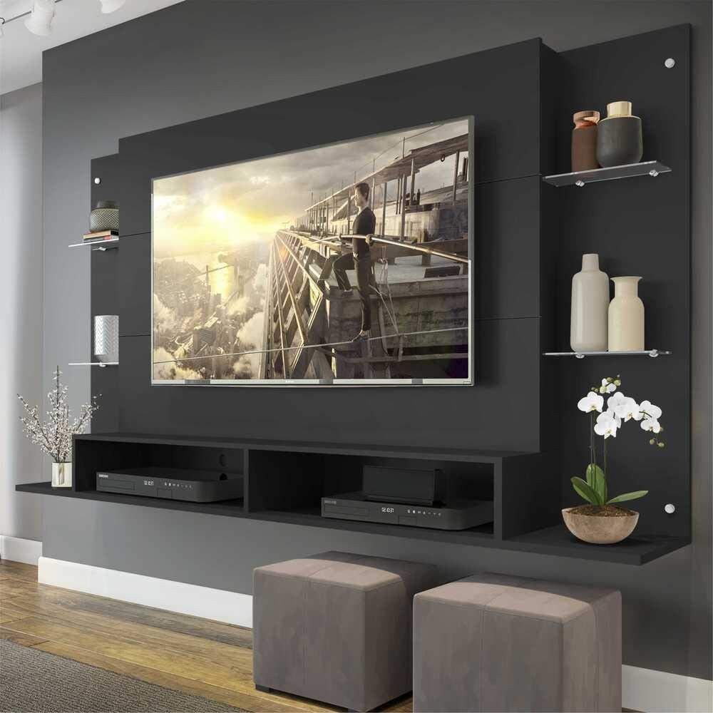 Painel Nairóbi Multimóveis para TV até 60" com Nichos e Prateleiras em Vidro - Design Moderno e Funcional