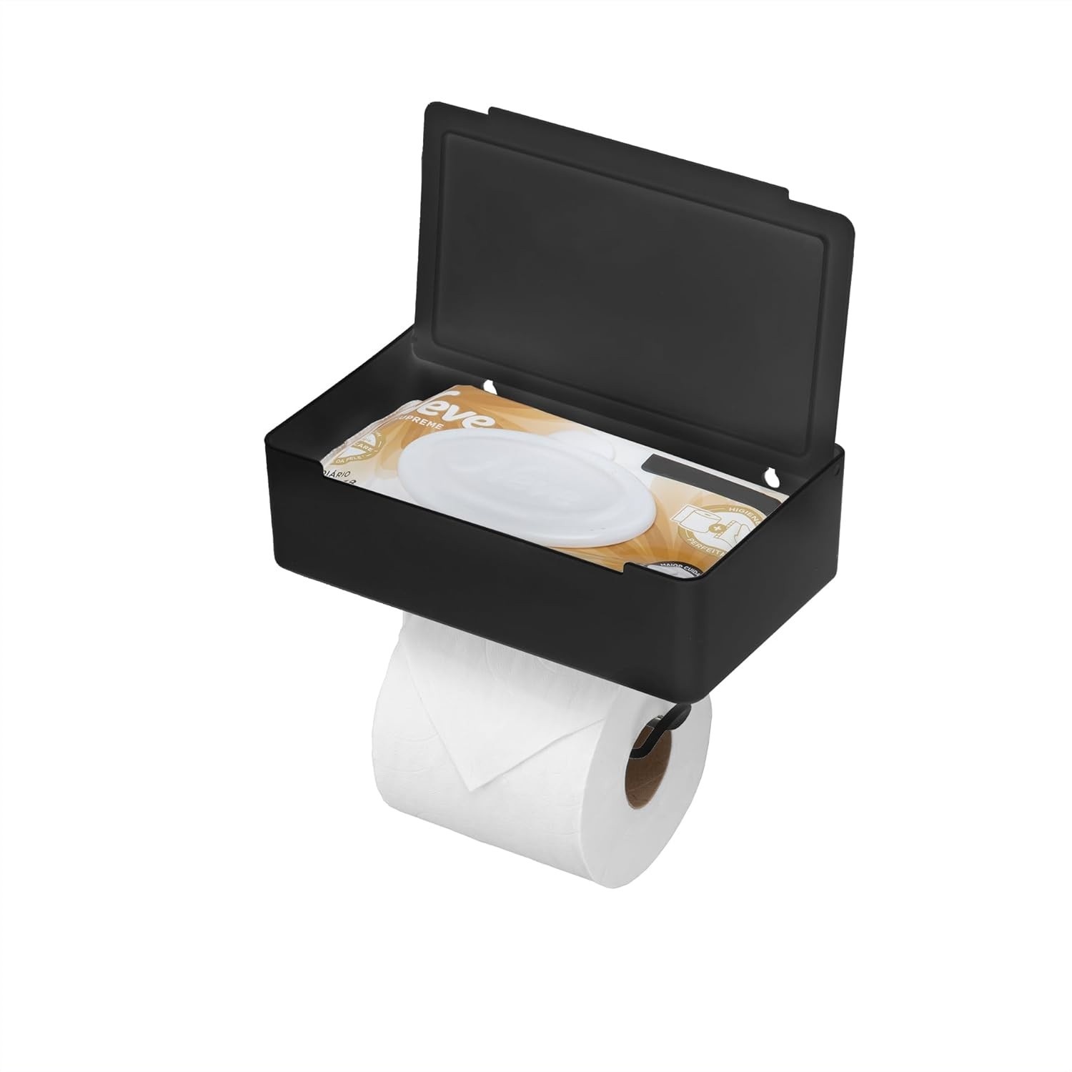 Porta Lenços e Papel Higiênico Arthi com Suporte para Celular | Design Moderno e Instalação Fácil