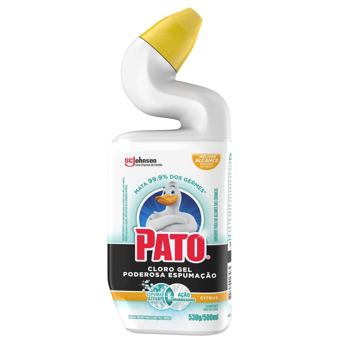Pato Limpador Sanitário Desinfetante Cloro Gel Citrus 500ml - Limpeza Profunda com Fragrância Refrescante