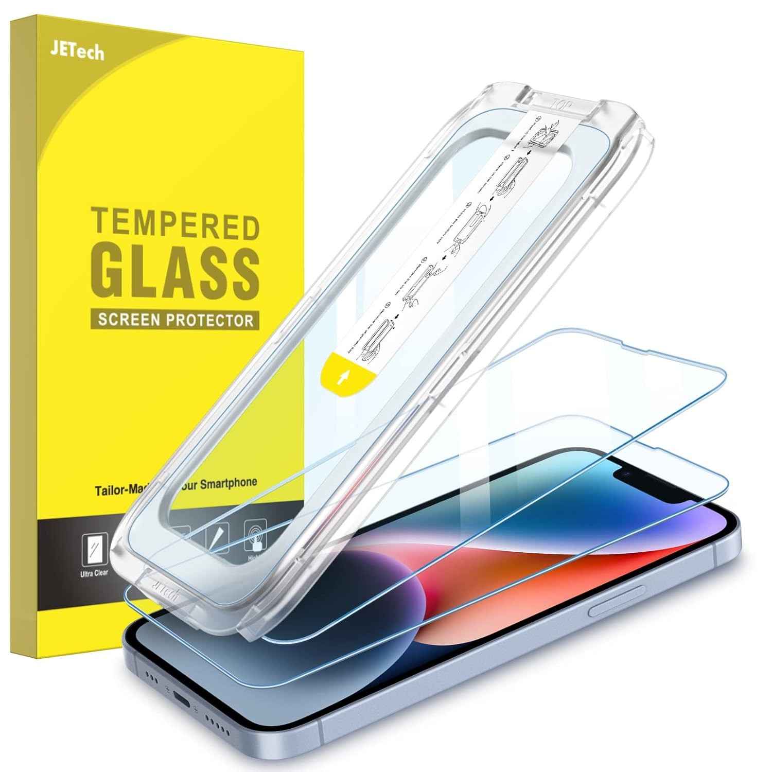 JETech Película de Vidro iPhone 14/16e: Instalação Fácil e Proteção Total