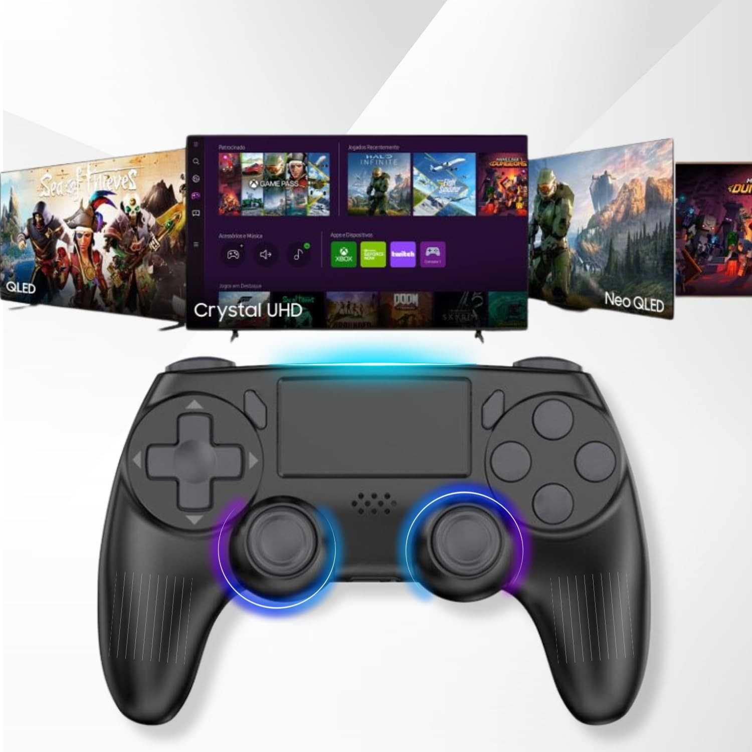 Controle Bluetooth Sem Fio Premium para PS4/PC - Jogue com Liberdade e Precisão!