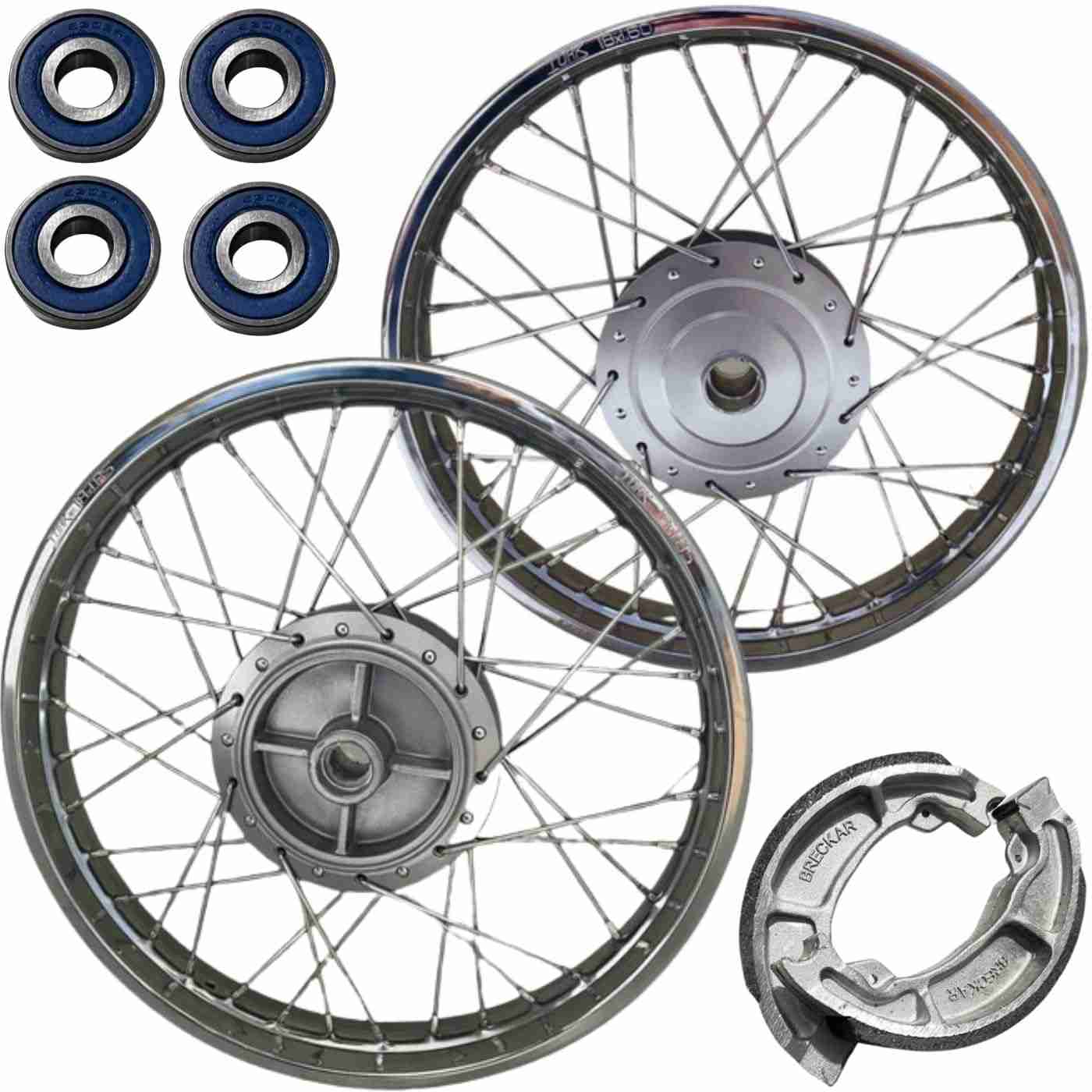 Par Aro Roda Raio 4mm Reforçado para CG Fan Titan 150 (Tambor/Lona) + Rolamento