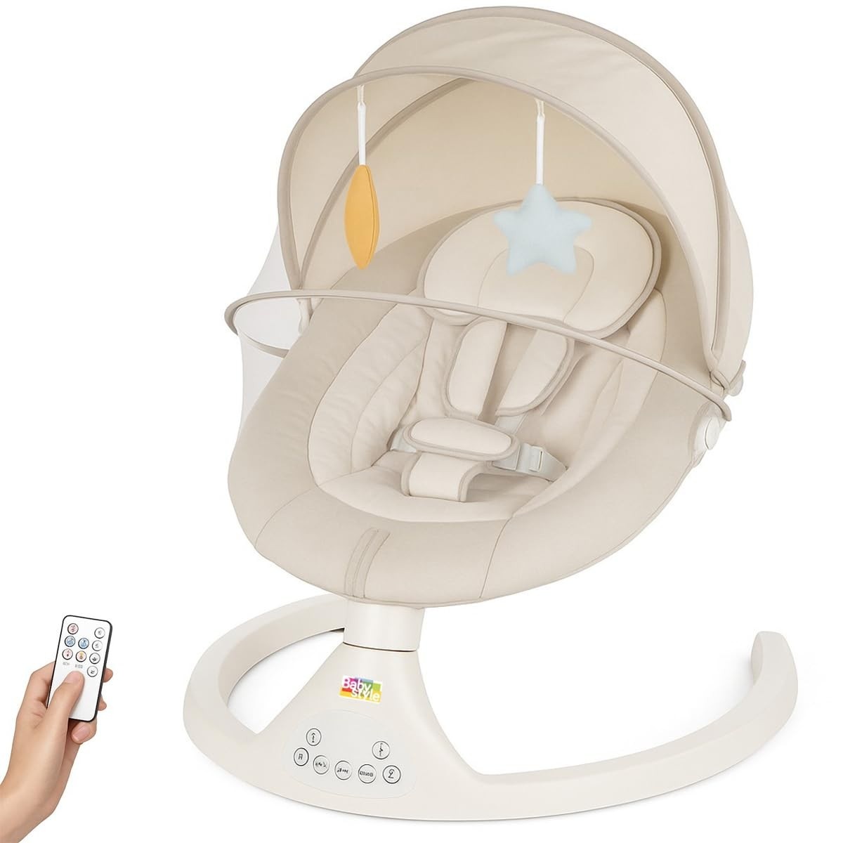 Cadeira de Balanço para Bebê com Música, Mosquiteiro e Controle Remoto - Bliss Baby Style