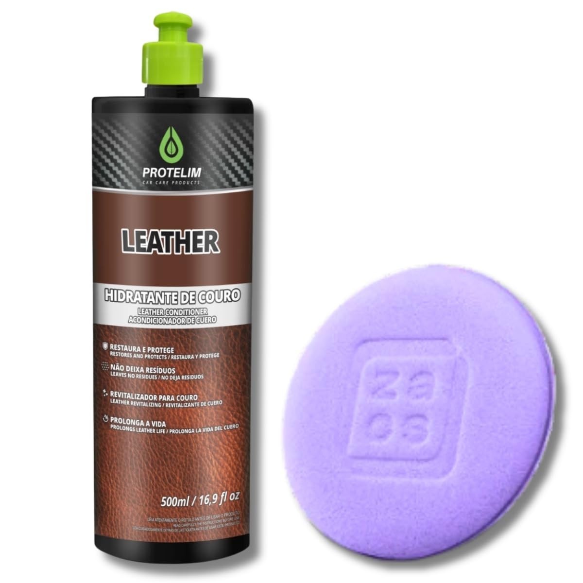 Leather Hidratante Revitalizador Protelim: Couro Novo e Macio + Aplicador de Espuma