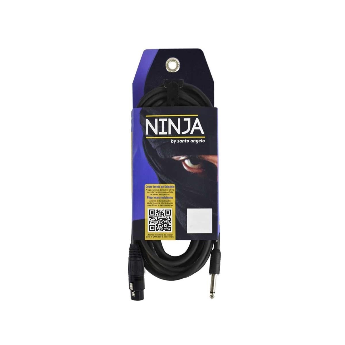 Cabo de Microfone Ninja Santo Angelo HG 3m P10/XLR Fêmea - Som Profissional e Durabilidade